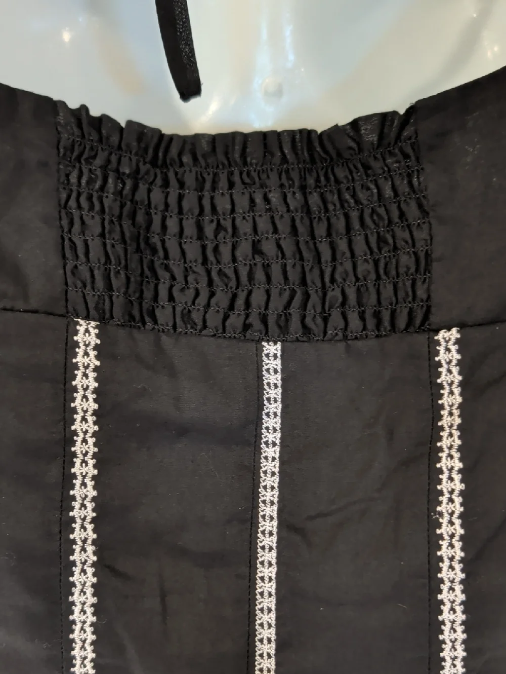 White House Black Market Black Halter Midi Dress with White Lace Details Size 4 - Picture 11 of 11